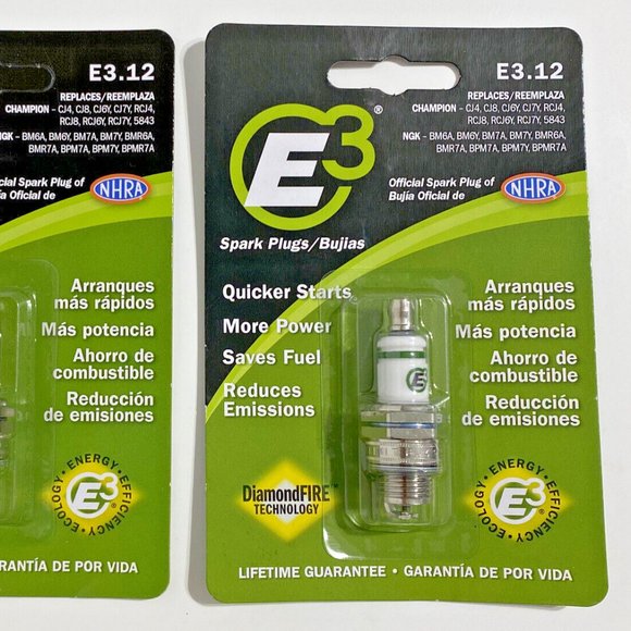 (2) E3 Spark Plugs E3.12 Small Engine Lawn & Garden Diamond Fire Technology NEW - Picture 3 of 5
